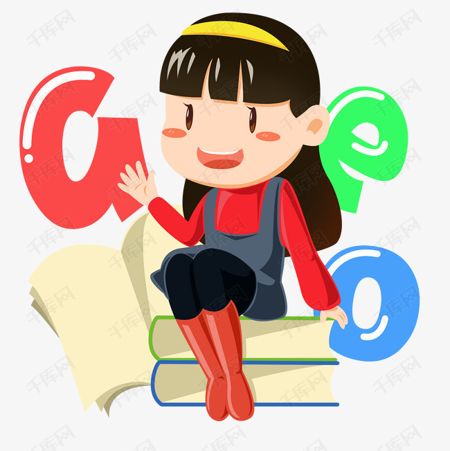 卡通可爱女学生之校园语文课代表