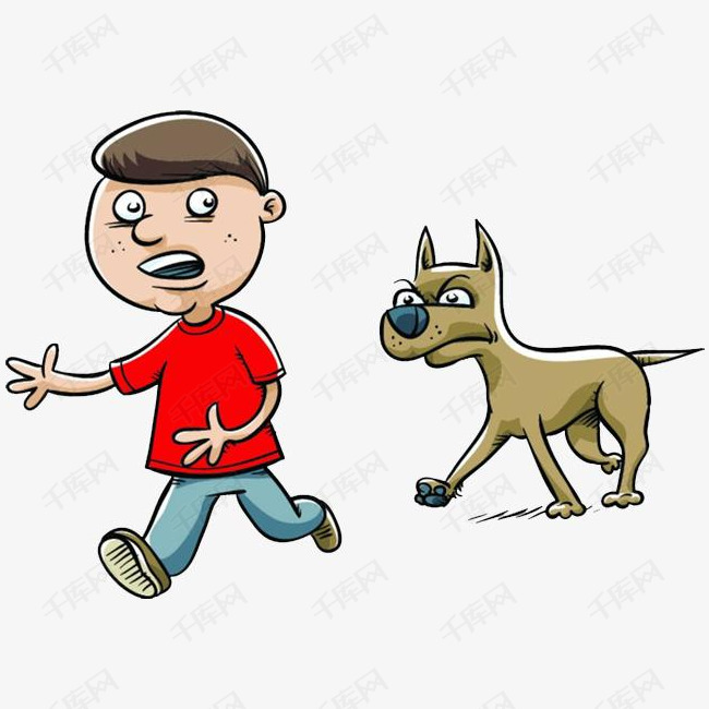 手绘追着人跑的狼狗png
