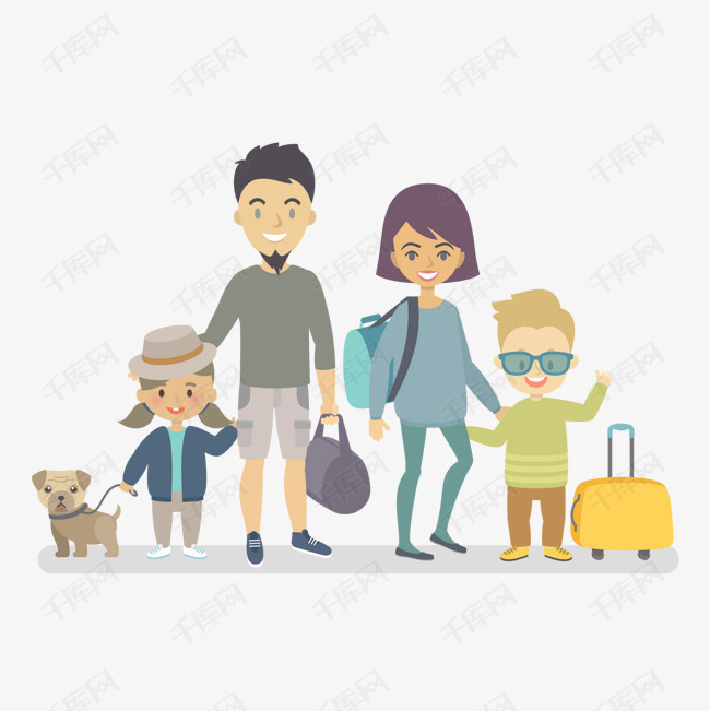 千库网提供外出旅游的一家人矢量免抠png素材