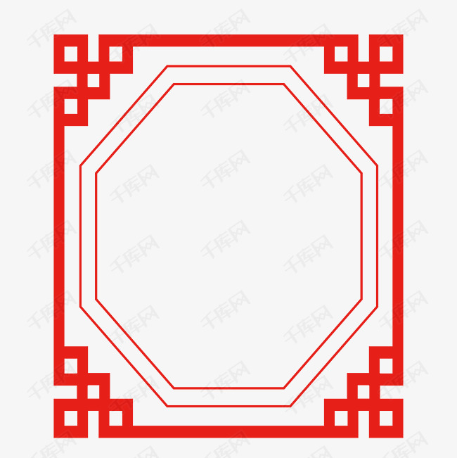 红色中国风边框文本框素材