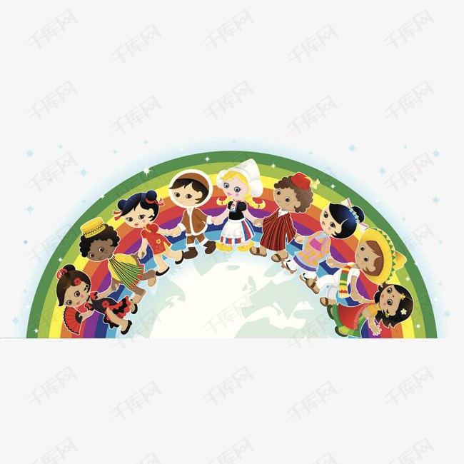 卡通装饰插图不同民族女孩
