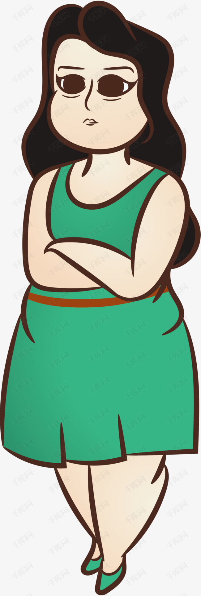 呆萌绿衣微胖女人的素材免抠微胖女人世界肥胖日健康体重胖子胖女孩