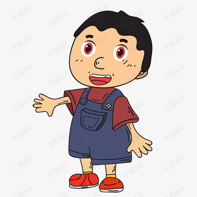 卡通手绘男孩牛仔免扣素材