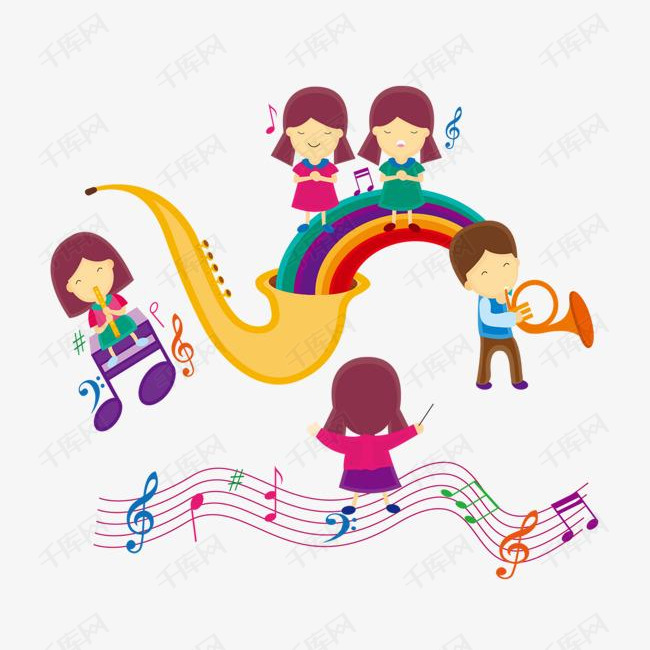 世界儿歌日主题装饰插图唱歌演奏音乐的孩子