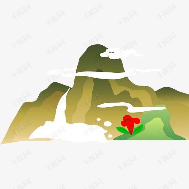 卡通手绘黄色的大山