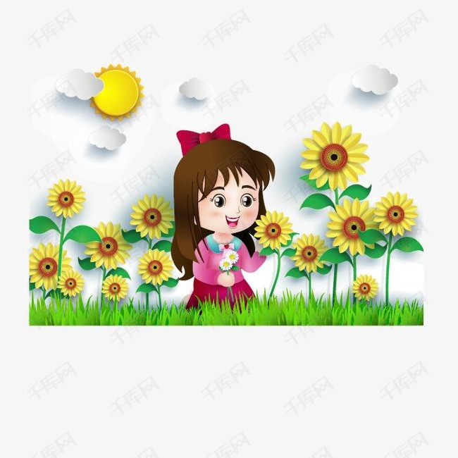 矢量向日葵的素材免抠向日葵小女孩矢量图