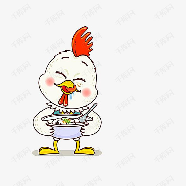 一只爱吃的小鸡仔的素材免抠流口水贪吃垂涎三尺卡通手绘嘴馋吃货