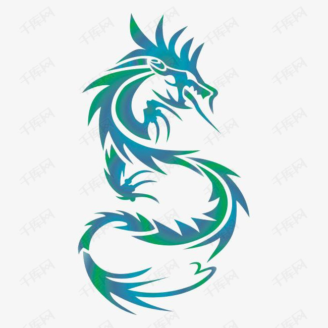 绿色神龙的素材免抠中国风神龙图腾卡通神龙手绘神龙创意
