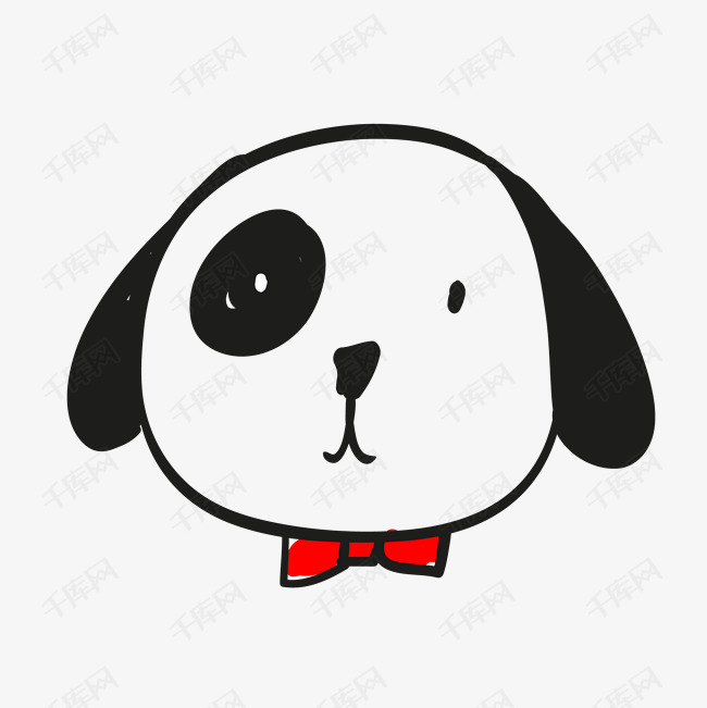 线条小狗头像免抠素材