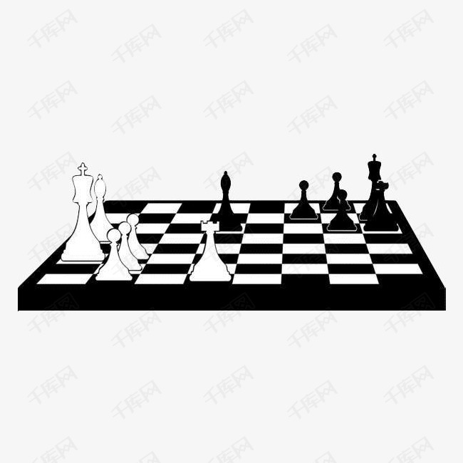 手绘黑白象棋的素材免抠国际象棋棋子下棋卡通手绘下棋黑白棋子几何