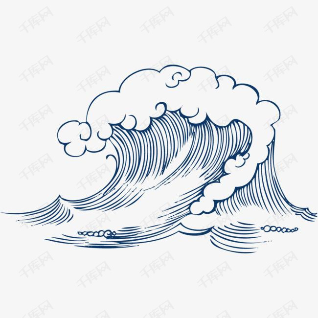 素描蓝色海浪