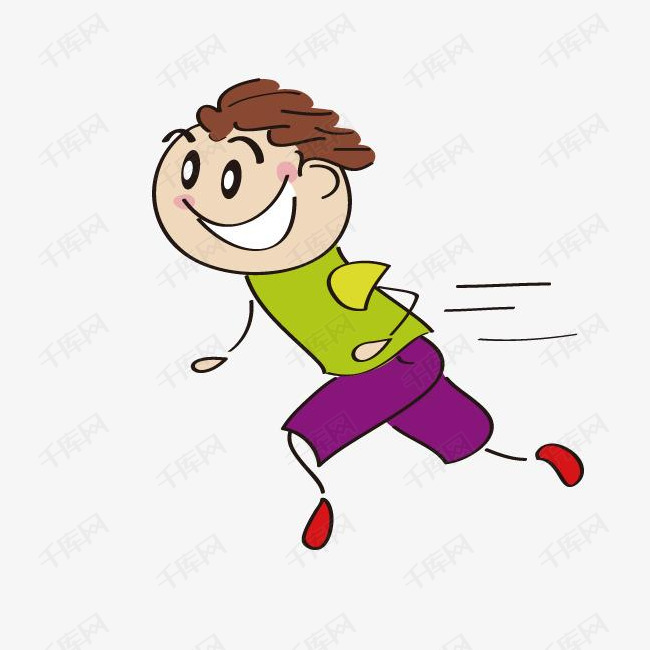 奔跑的卡通男孩简图的素材免抠开心的表情动作人物奔跑的卡通
