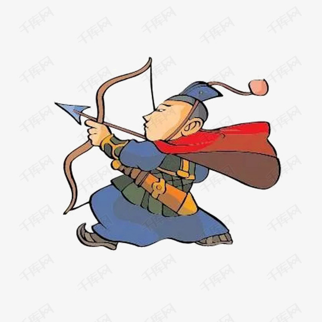 卡通传说后羿射日的素材免抠卡通手绘新创意后羿射击弓箭