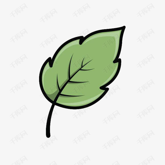 绿色手绘线条树叶