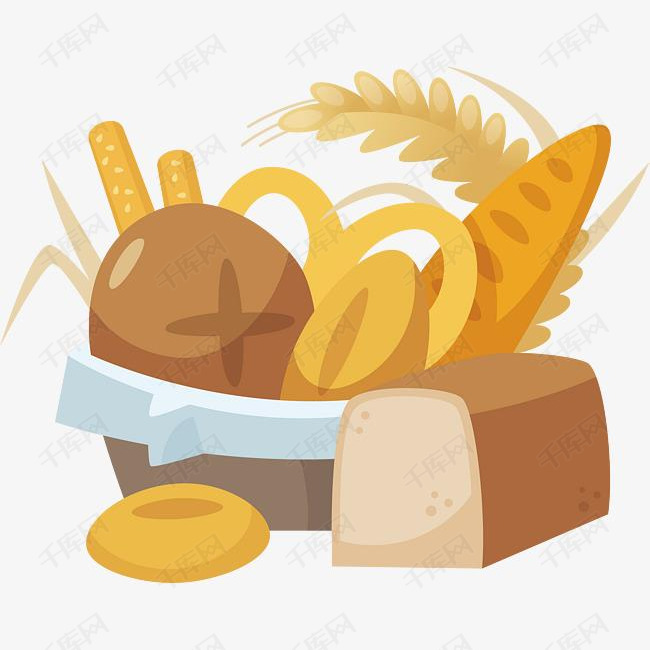 手绘卡通食物面包矢量元素
