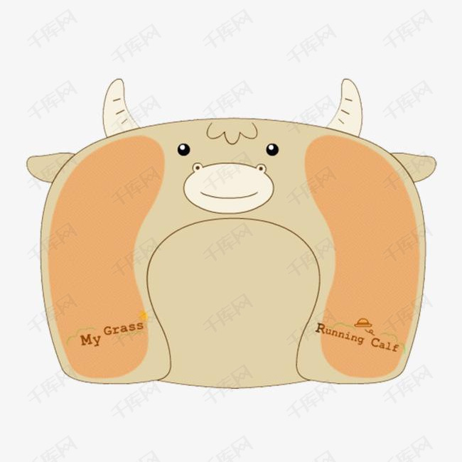 卡通可爱小牛婴儿枕头素材图片免费下载_高清png_千库