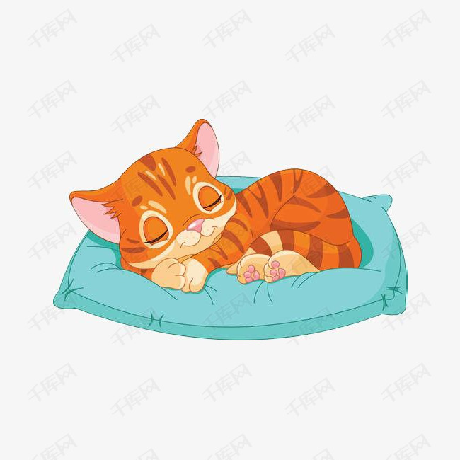 一只睡得很舒服的猫咪的素材免抠闭着的眼睛卡通手绘睡觉猫咪宠物可爱