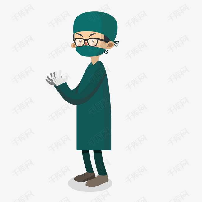 手绘戴口罩医生套图插画