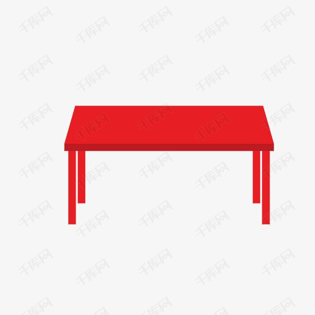 红色桌子的素材免抠一架家具红色桌子卡通手绘