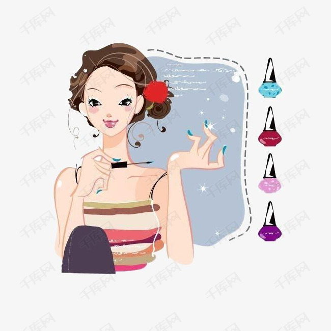 卡通美女美妆的素材免抠美女卡通性感美妆