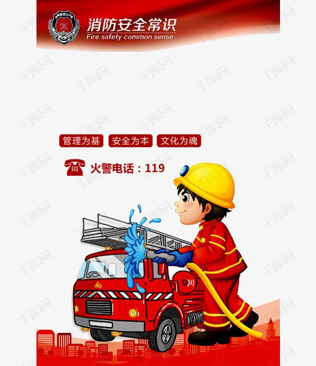 消防安全常识的素材免抠消防员消防车火警119消防安全消防宣传