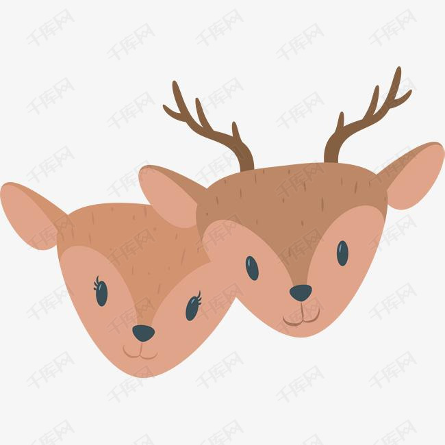 可爱卡通情侣小鹿的素材免抠矢量png情侣情侣小鹿小鹿头像情人节情人