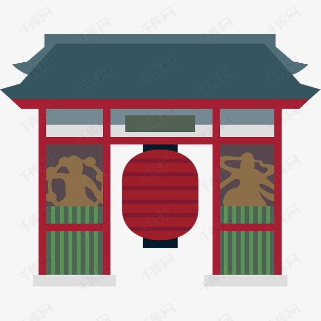 日本宫廷建筑卡通装饰元素