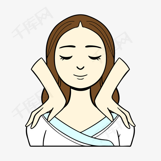 彩色手绘按摩肩部元素彩色手绘按摩肩部矢量图卡通插画