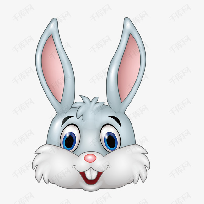 可爱的卡通兔子头像的素材免抠耳朵眼睛牙齿可爱的动物小兔子