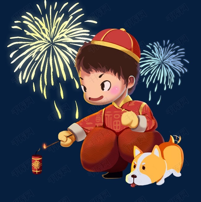 春节q版点炮仗小男生素材图片免费下载_高清psd_千库