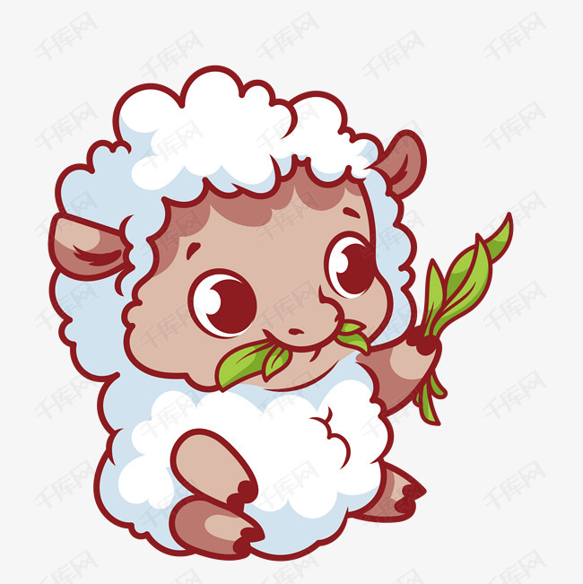 手绘卡通小羊吃草的素材免抠小羊吃草可爱小羊卡通小羊卖萌小羊卡通