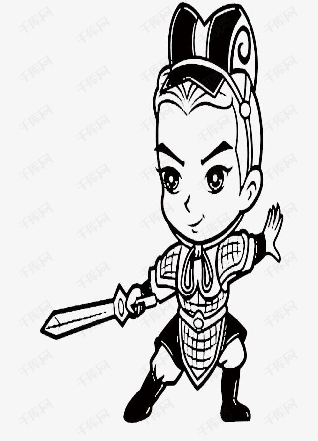 简笔画舞剑将军兵马俑素材图片免费下载_高清