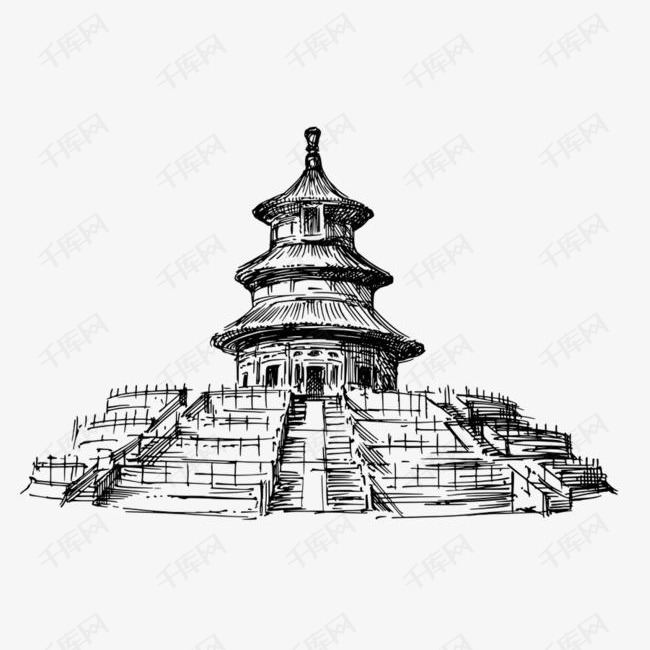 素描天坛建筑故宫手绘素材图片免费下载_高清png_千库