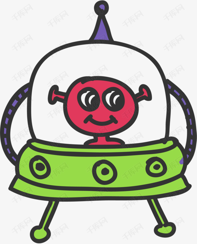 蓝色卡通外星人飞船
