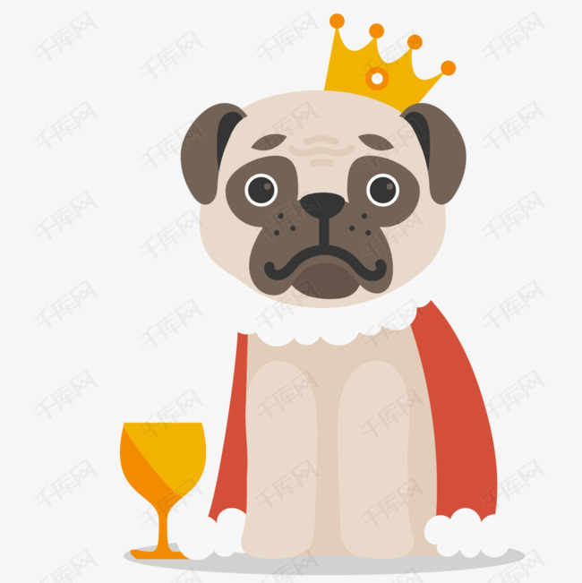手绘卡通狗巴哥犬