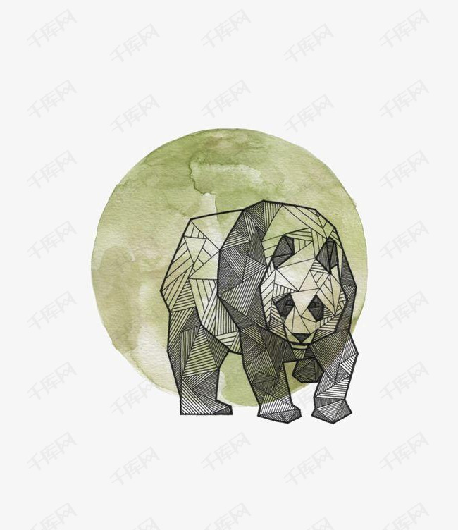 熊猫的素材免抠创意几何图形动物线条大熊猫几何图形拼接动物