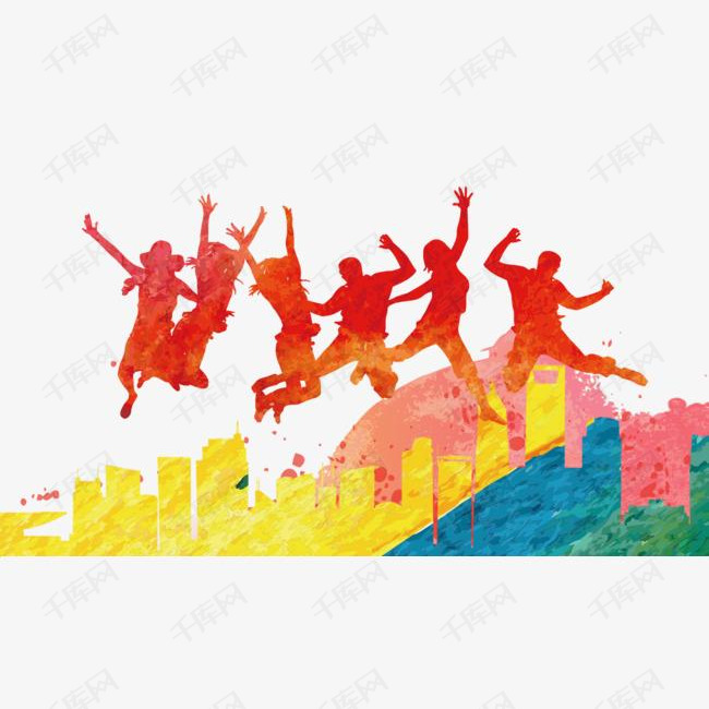 五四青年节装饰插图跳跃的青年的素材免抠五四青年节装饰插图跳跃青年