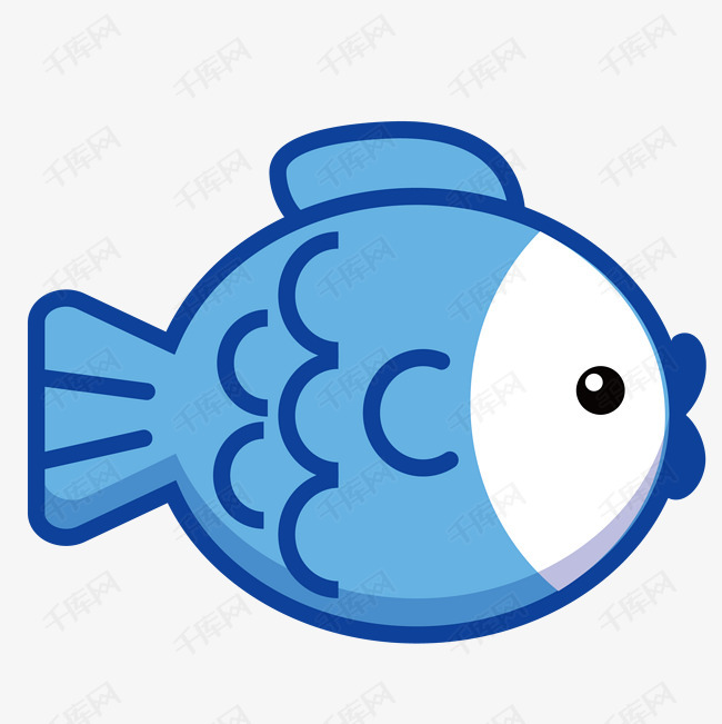 蓝色小鱼的素材免抠小鱼蓝色小鱼可爱水生物卡通小鱼插图
