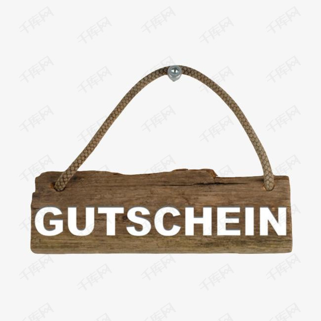 深棕色写着英文用绳子挂着的木板实物素材图片