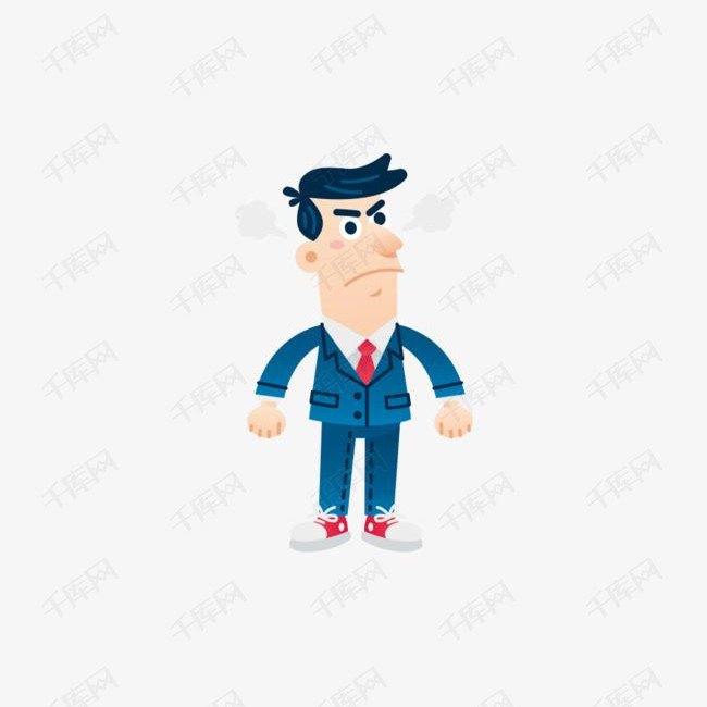 愤怒的卡通西装男的素材免抠卡通人物表情愤怒的西装男人