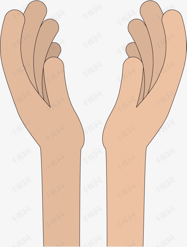 矢量图水彩卡通一双手