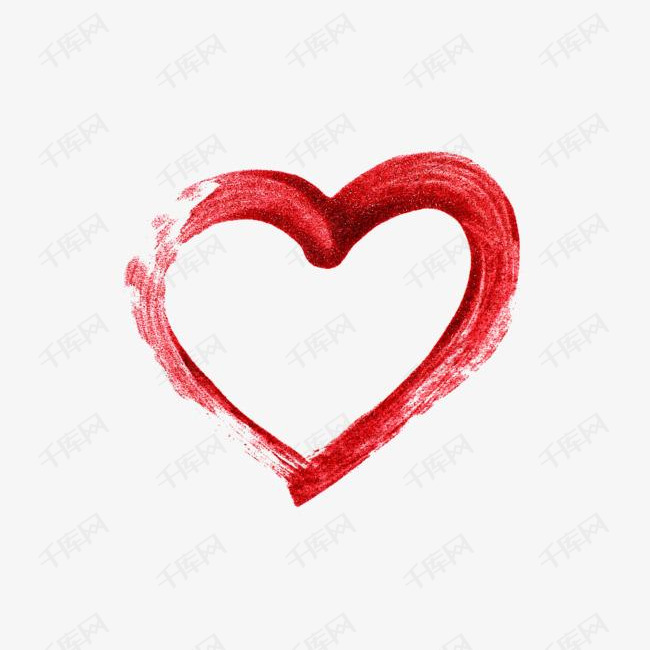 红色笔墨涂画爱心的素材免抠镂空心形心形插图情人节心形符号卡通心形