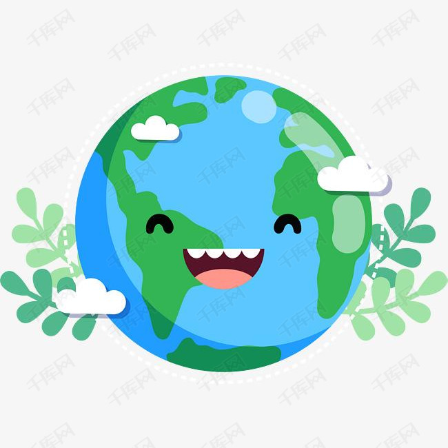 卡通蓝色清新微笑的地球素材图片免费下载_高清psd_千