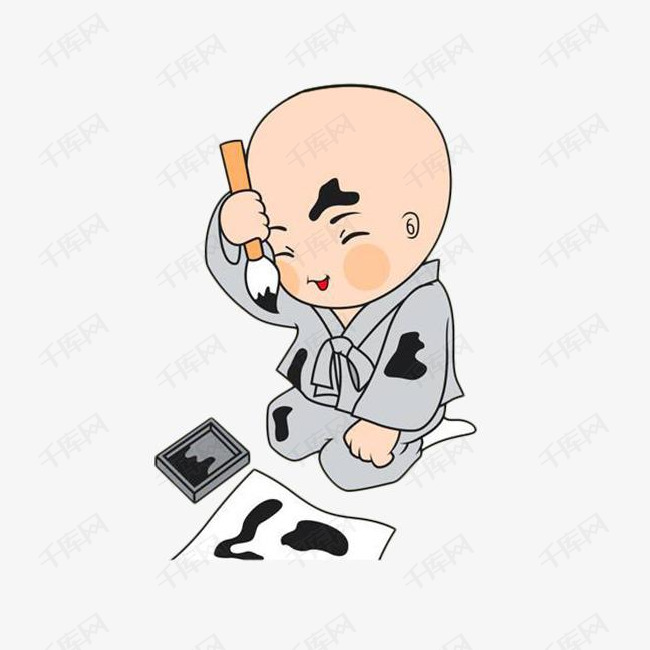 手绘绘画的小和尚素材图片免费下载_高清png