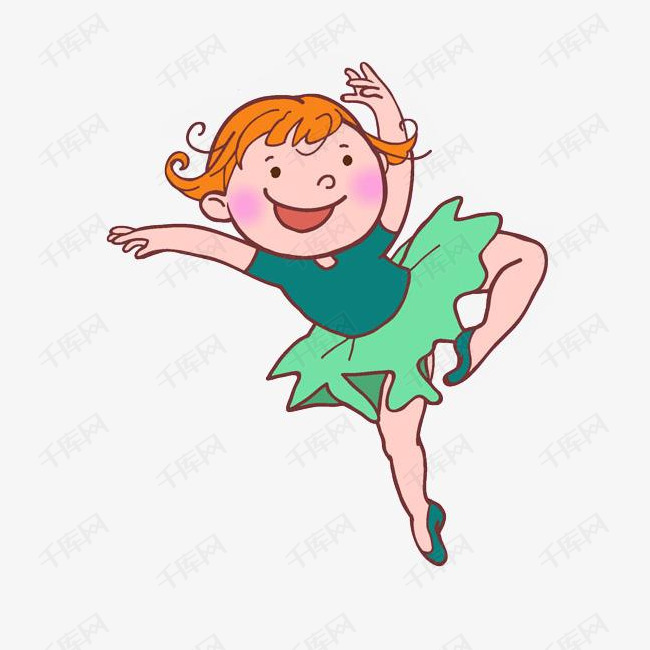 可爱的卡通芭蕾舞女孩插画免抠广告