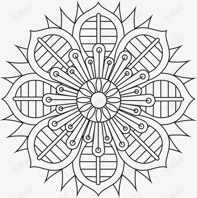 手绘曼陀罗花矢量图