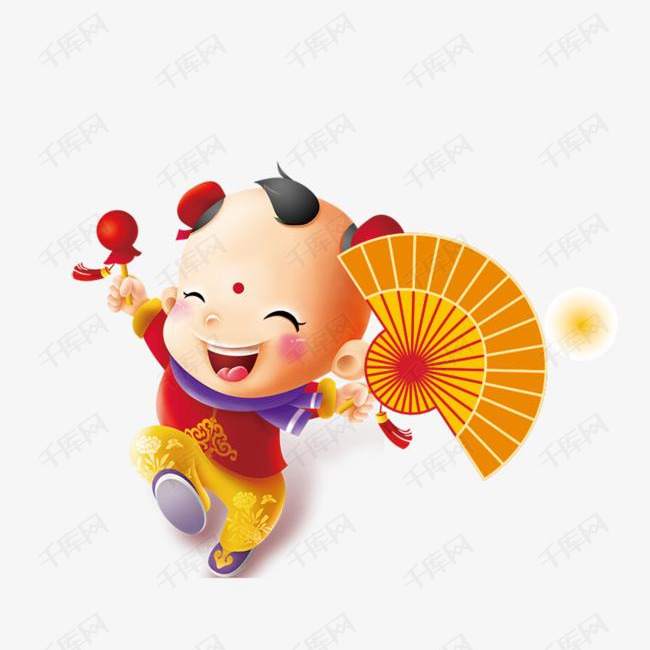 2018年春节卡通拜年娃娃素材图片免费下载_高清psd_千
