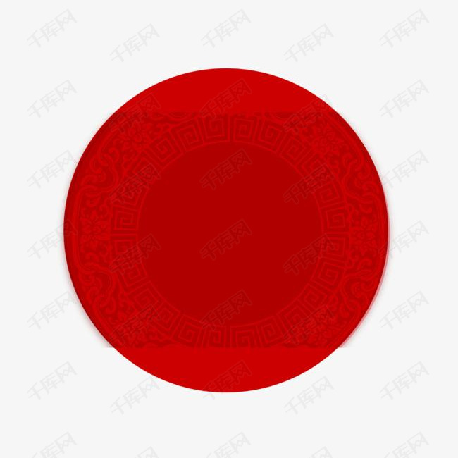 红色背景新春圆形装饰图案