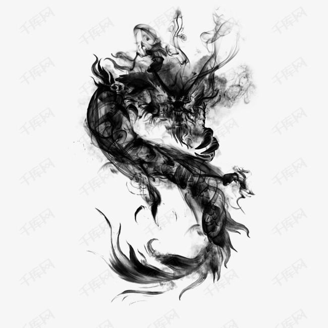 东方国画水墨龙2素材图片免费下载_高清psd_千库网