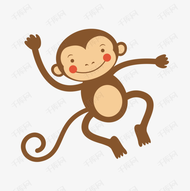 卡通小猴子的素材免抠卡通小猴子可爱贺卡动物插画插画儿童绘本
